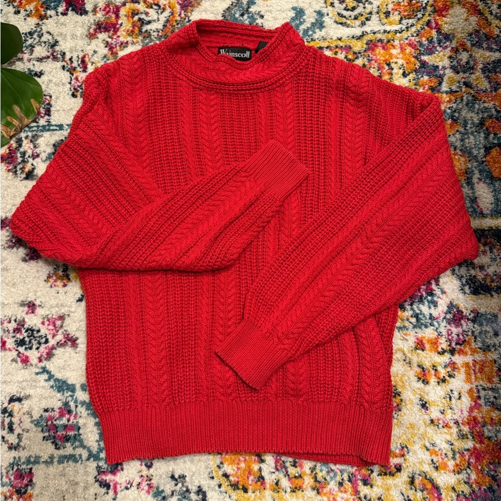 Red Cableknit Women’s Sweater